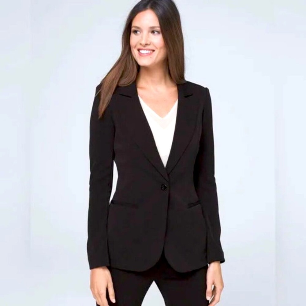 White House Black Market Black WHBM Single Button Blazer Size 14
